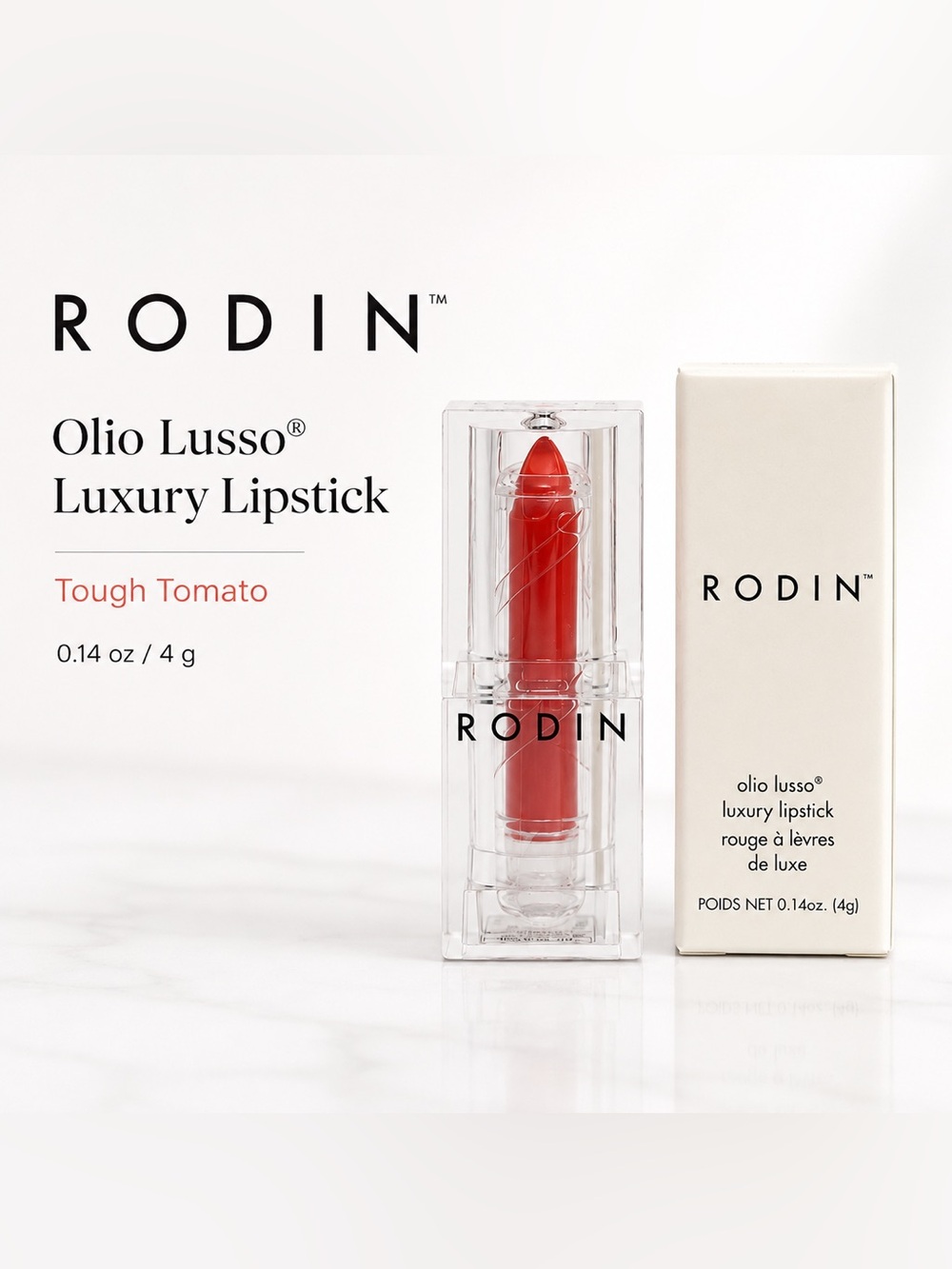 NEW/NIB RODIN Olio Lusso® Luxury Lipstick – Tough Tomato – 0.14 oz / 4 g